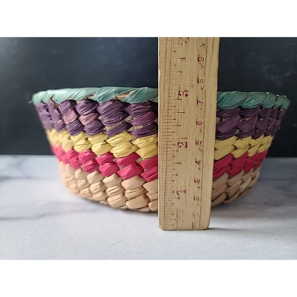 Vintage Striped Woven Basket - Picture 5 of 10
